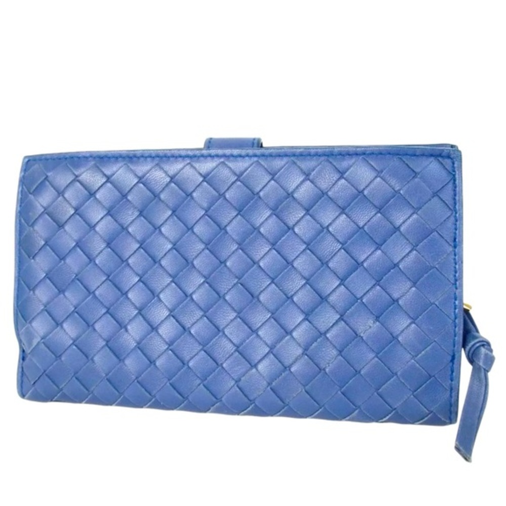 Bottega Veneta Intrecciato Clutch Bag Second Bag Blue Leather Italy NWOT